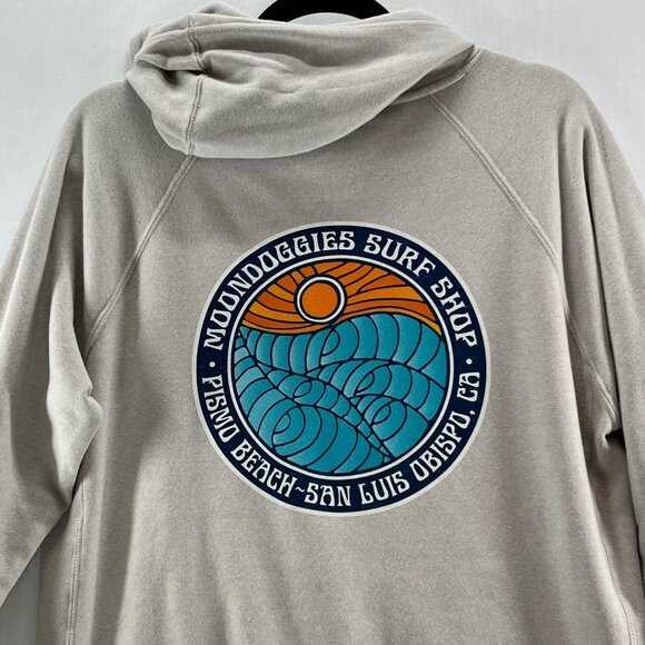 Moondoggies Beach Club Line Up Hoodie Mens M Pullover Fleece Graphic Print Beige - Picture 6 of 11